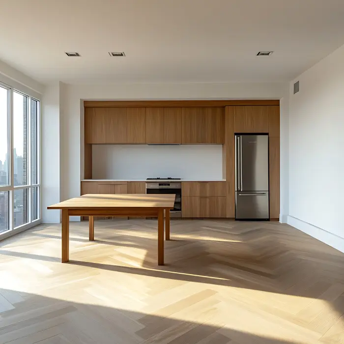 Modern kitchen hardwood floor cleaning