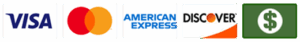 We accept mastercard, amex, discover, and cash as payment.